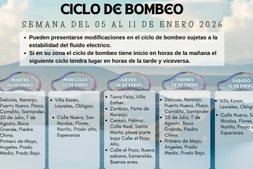 Programación del Ciclo de Bombeo: Semana del 05 de Enero al 11 de Enero