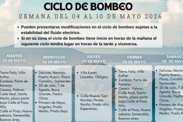 Cronograma de agua: Programación del 27 de abril al 03 de mayo